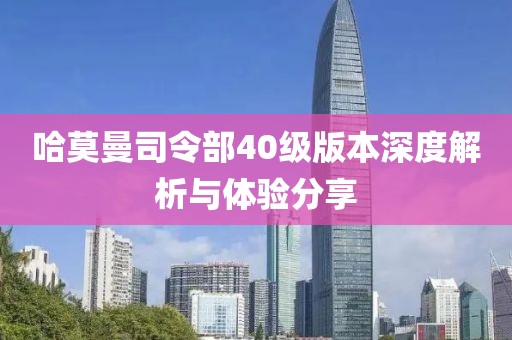 哈莫曼司令部40级版本深度解析与体验分享