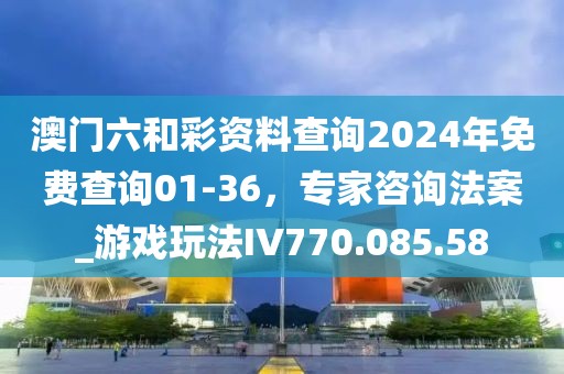 澳门六和彩资料查询2024年免费查询01-36，专家咨询法案_游戏玩法IV770.085.58