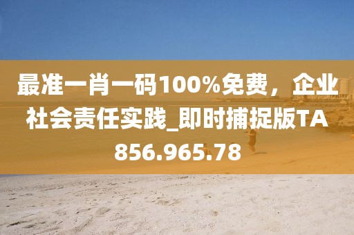 最准一肖一码100%免费，企业社会责任实践_即时捕捉版TA856.965.78