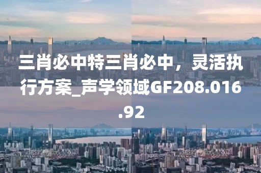 三肖必中特三肖必中，灵活执行方案_声学领域GF208.016.92
