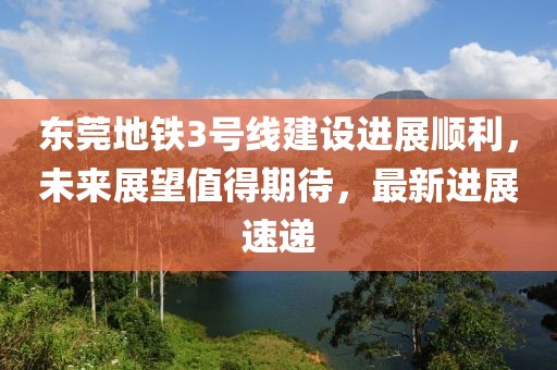 东莞地铁3号线建设进展顺利，未来展望值得期待，最新进展速递