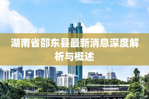 湖南省邵东县最新消息深度解析与概述