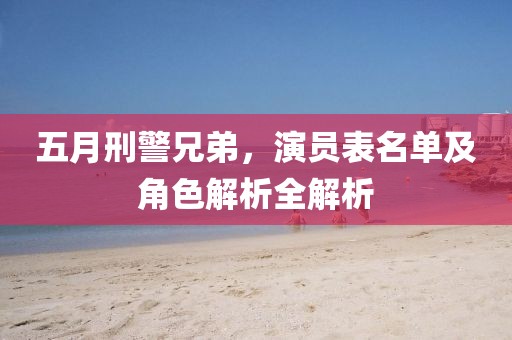 五月刑警兄弟，演员表名单及角色解析全解析