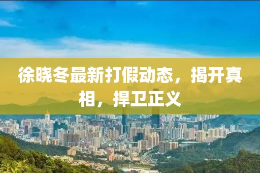 徐晓冬最新打假动态，揭开真相，捍卫正义