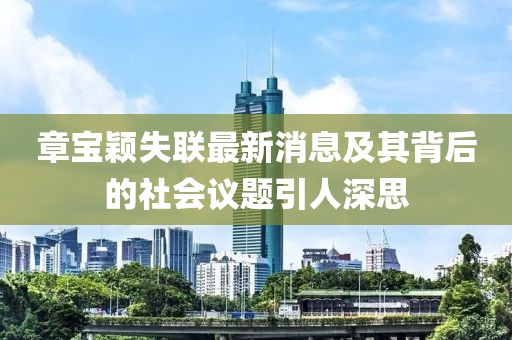章宝颖失联最新消息及其背后的社会议题引人深思